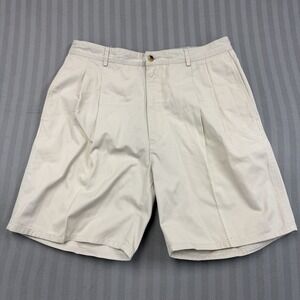 Slazenger Khaki Beige Flat Front Golf Chino Shorts Mens Size 36‎